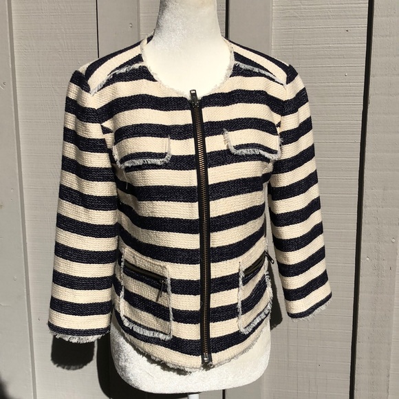 Striped Fringe Hem Halogen Jacket - Picture 3 of 7